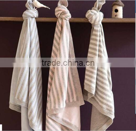 Cotton Towel Blanket For Baby, Baby Knitted Stripe Towel Blanket, Towel Blanket