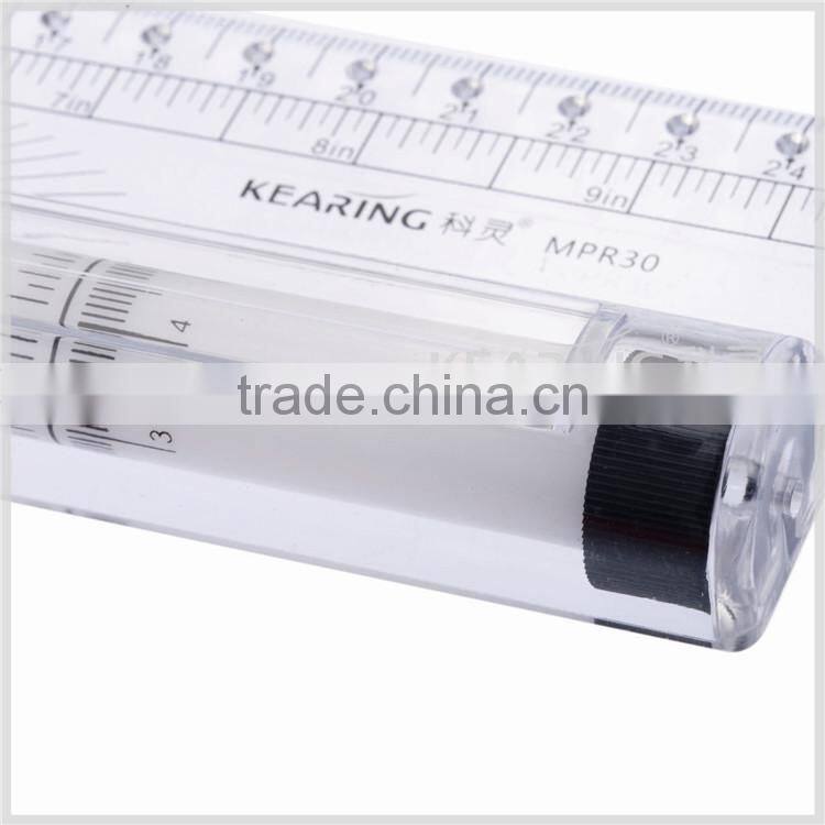 Kearing Transparent Plastic Parallel Rolling Ruler measuring tool Engineer Scale Ruler 30 cm & 12'' with protractor Math#MPR30