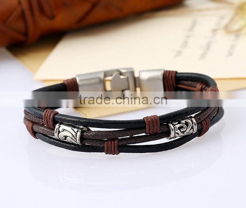 Handmade accessories cow leather unisex fashion braid bracelet