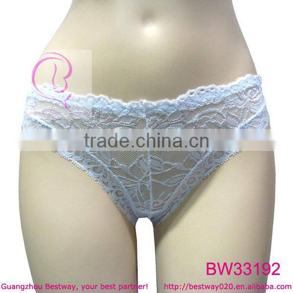 Sexy front transparent lace back cotton lingerie underwear