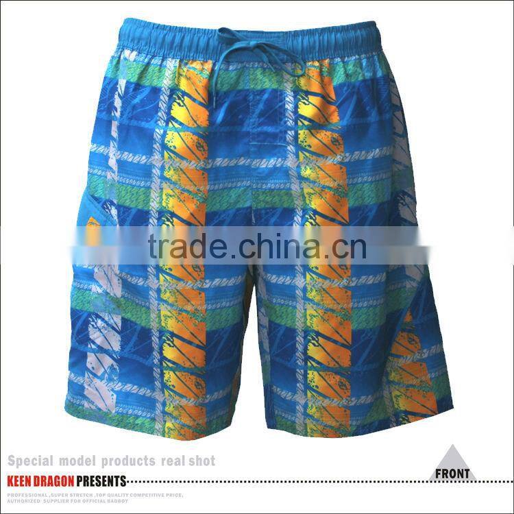 new design mens 100% polyester colorful swim shorts