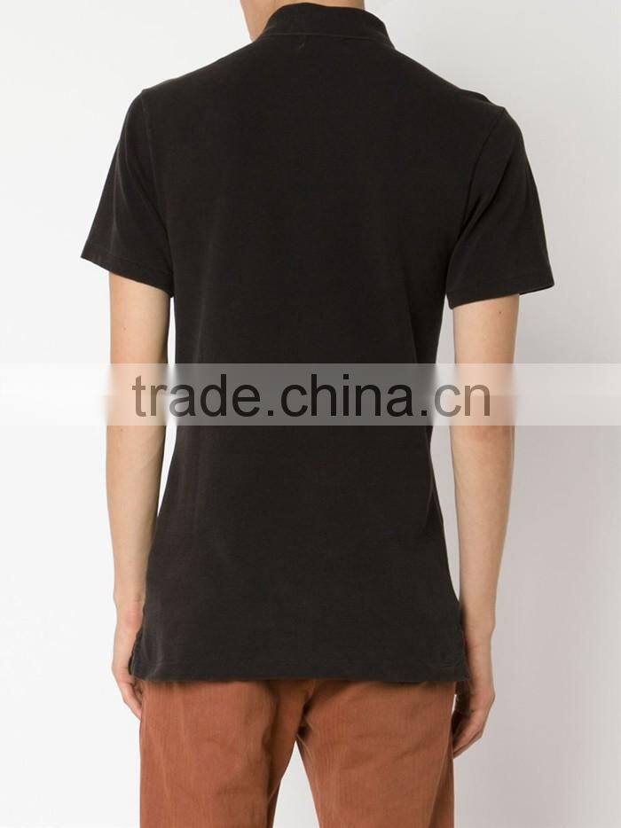 Black cotton classic uniform polo shirt for men