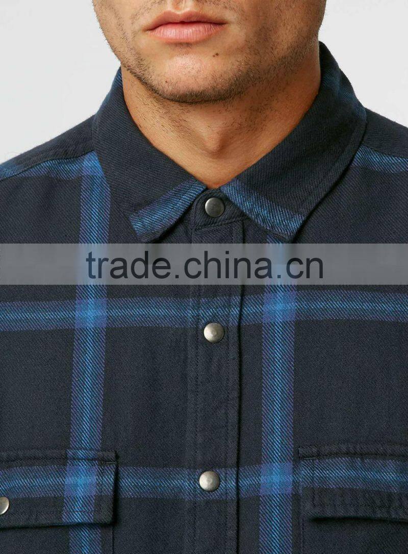 Wholesale custom long sleeve fashion plaid man shirt