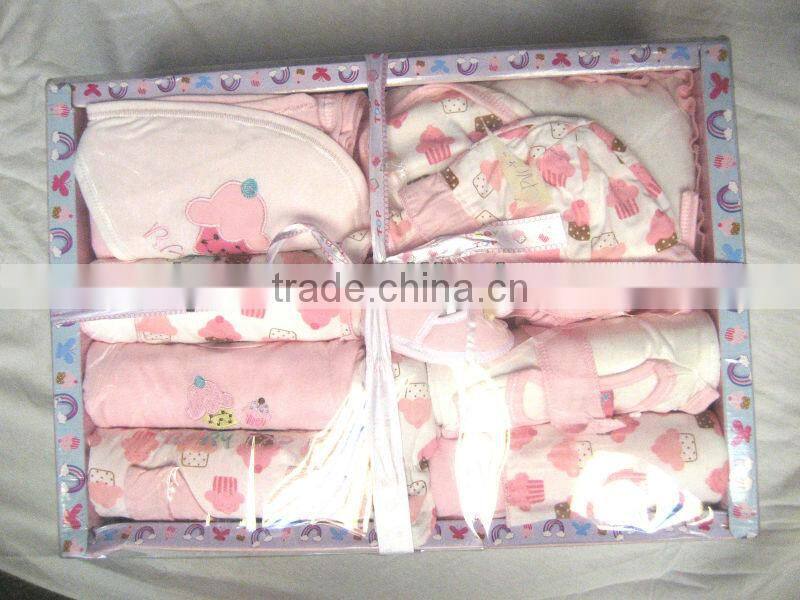 Wholesale Fashion Cute Design Soft Cotton Newborn Baby Clothes Gift Set 2017 Summer