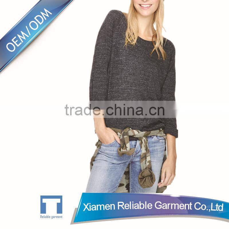 High quality custom design women plain long sleeve shirt china supplier 2016 fashion sweater