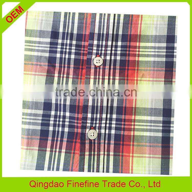 High end fashion short sleeve kids grid shirts