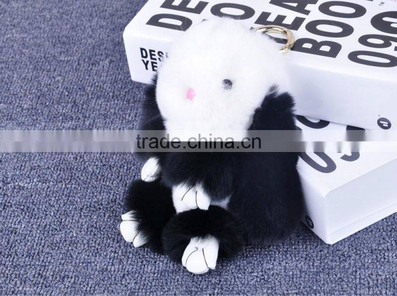 2017 hot sales type funny rabbit fur dolls bag charms woman rex rabbit fur poms colourful bag pendant