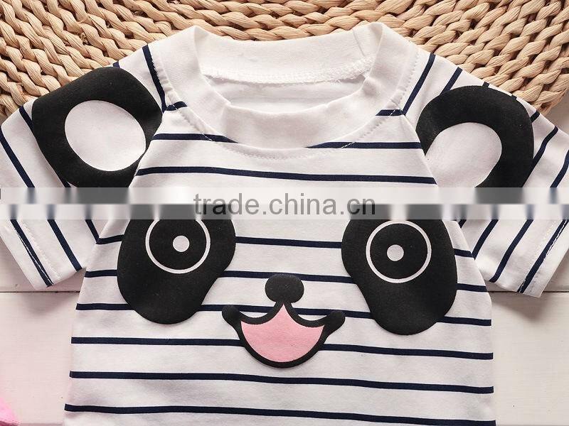 2016 New Design Cute Cartoon Bear Pattern Cotton Long Sleeve T-shirt High Qulaity Jeans Baby Boy Clothes 1st Birthday Outfits
