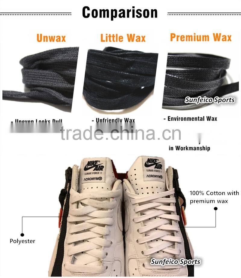 Recycle Waxed Flat Cotton Leather Accessories for All Court-Cross Shoes - All Size - 7-10mm width - Accept Custom - Brown