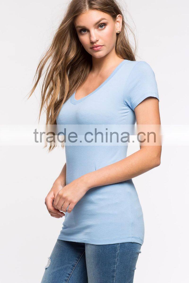 Custom slim fit short sleeve t shirt design women black t-shirt wholesale