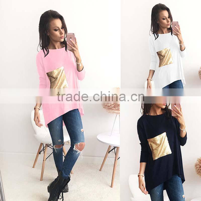 2017 NEW Fashion Women's Long Sleeve Casual Blouse Top T-shirt