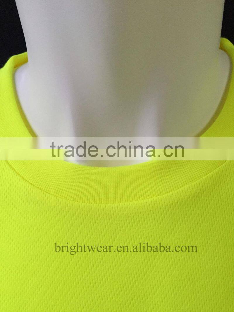 ANSI 100% polyester short sleeve reflective birdeye mesh silk screen printing security T-shirt