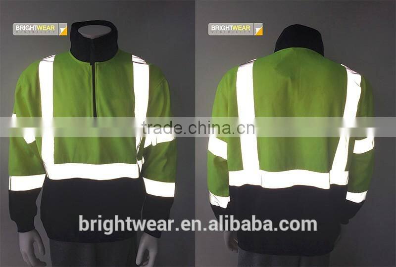 Contrast safety sweatshirt with reflective tape and zipper