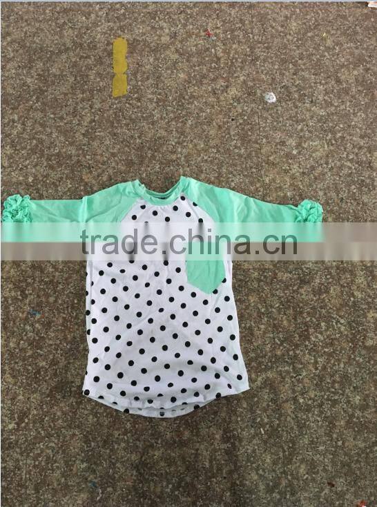 pernickety boutique reglan short sleeve shirt ruffle baby girl clothes cotton 0-14T t shirt with pocket children girl shirt