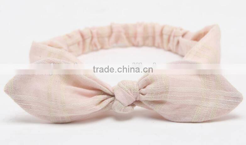 plaid yarn dye woven fabric headband for kids