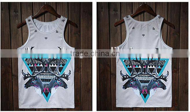 men's black white 100% cotton polyester singlet