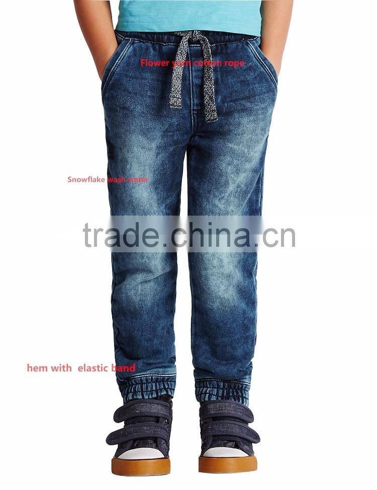 Bulk wholesale snowflake wash sky blue jeans pants for boys