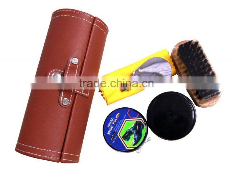 hot selling gentlemen's handware shoe care /polish/shine kit with PU bucket/bag