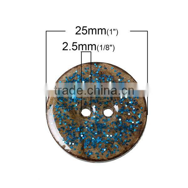 Wholesale Scrapbooking Round Natural Two Holes Enamel 25.0mm Coconut Shell Sewing Button