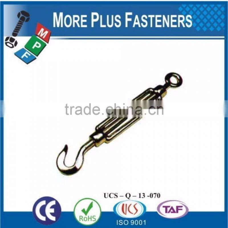 Made In Taiwan Galvanized eye and Eye or Hook and Eye Turnbuckles Barrel Strainers or Tensioners DIN 1480