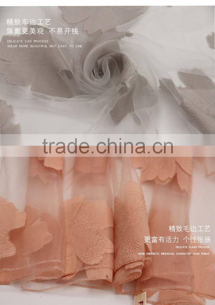 Transparent flower Silk lady neck scarf for custom