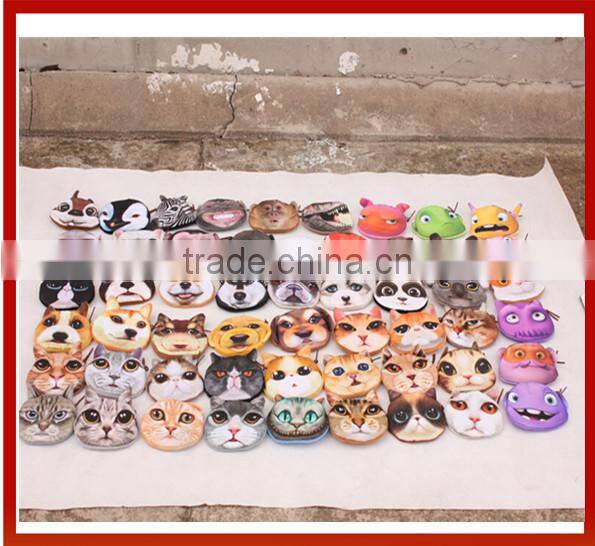 New Design Animal Face Print Wallets Custom Ladies Printed Animal Face Handbag Animal Shaped Handbag