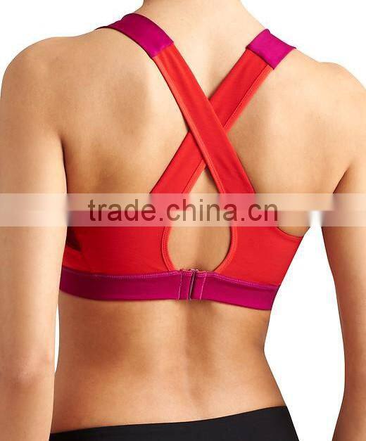 Wholesale Athletic Wear New Style Sexy Nylon Spandex X Back Two Colors Fitness Bra