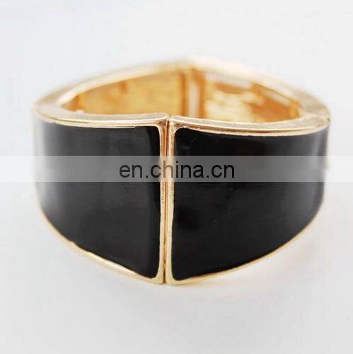 New Arrival Simple Black Enamel Women's Alloy Stretch Bracelet