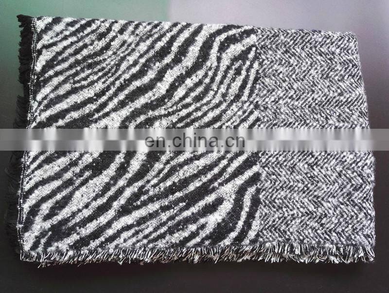 New Winter Zebra Houndstooth Pattern Acrylic Scarf