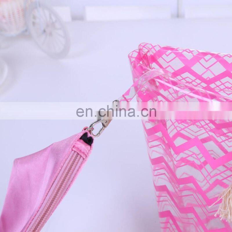 Pink Cotton Handle Weave Pattern Women Shoulder Tote Bag