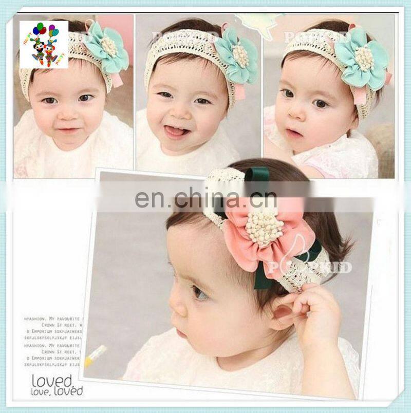 Baby Girls Flower Hit Color Party Cheap Elastic Headbands HPC-0782
