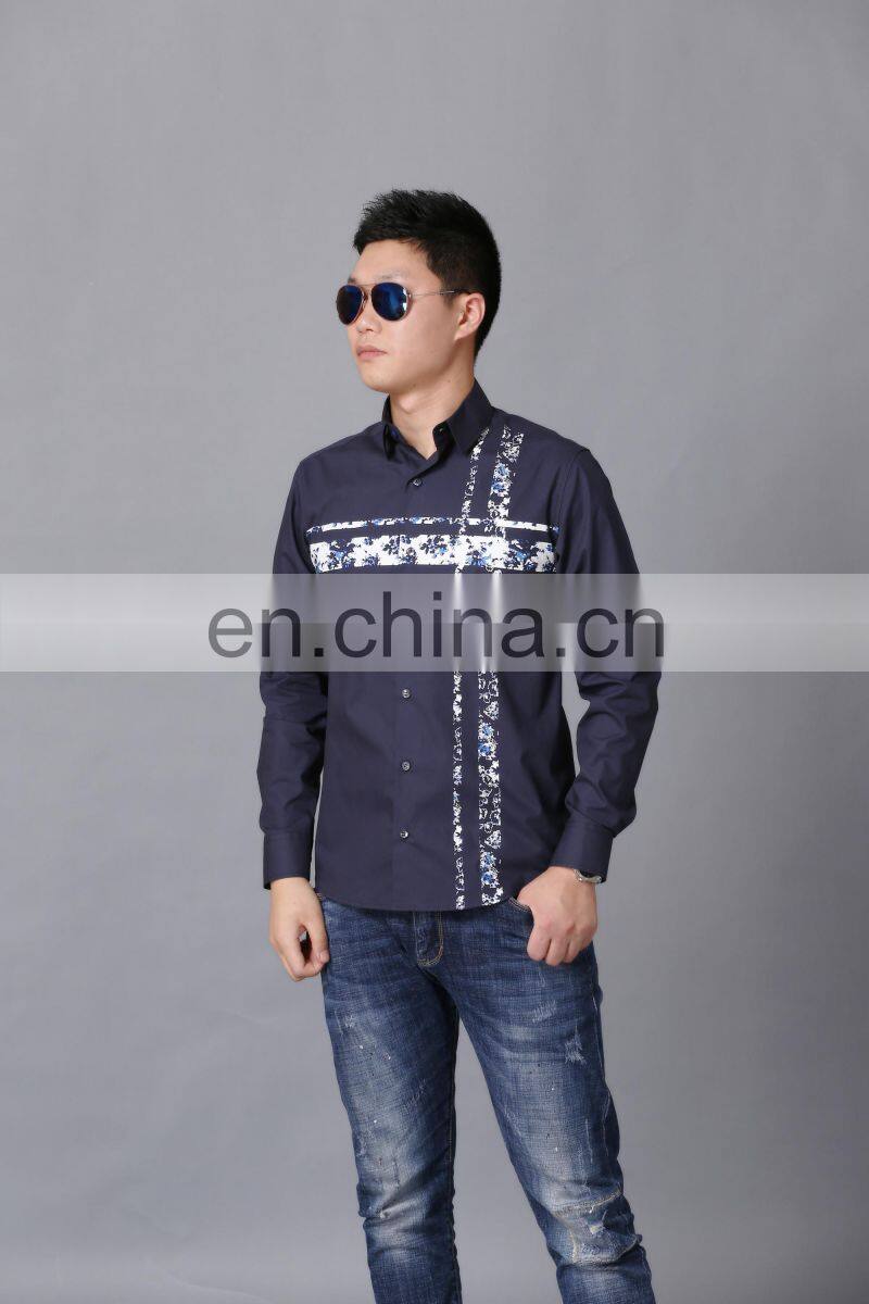 Top selling navy blue dress shirt custom print sublimation 2017 men shirt
