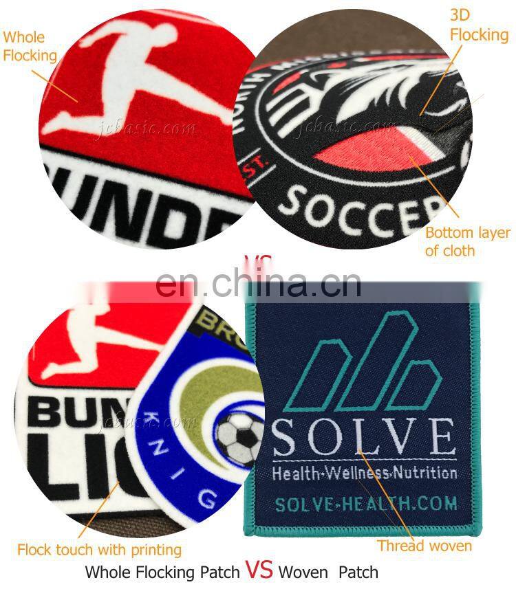 sublimation flock football shirt soccer patches flocking badge