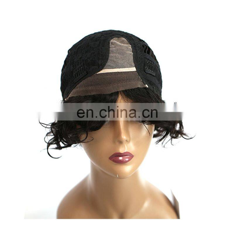 short curly wig human hair lace front wig