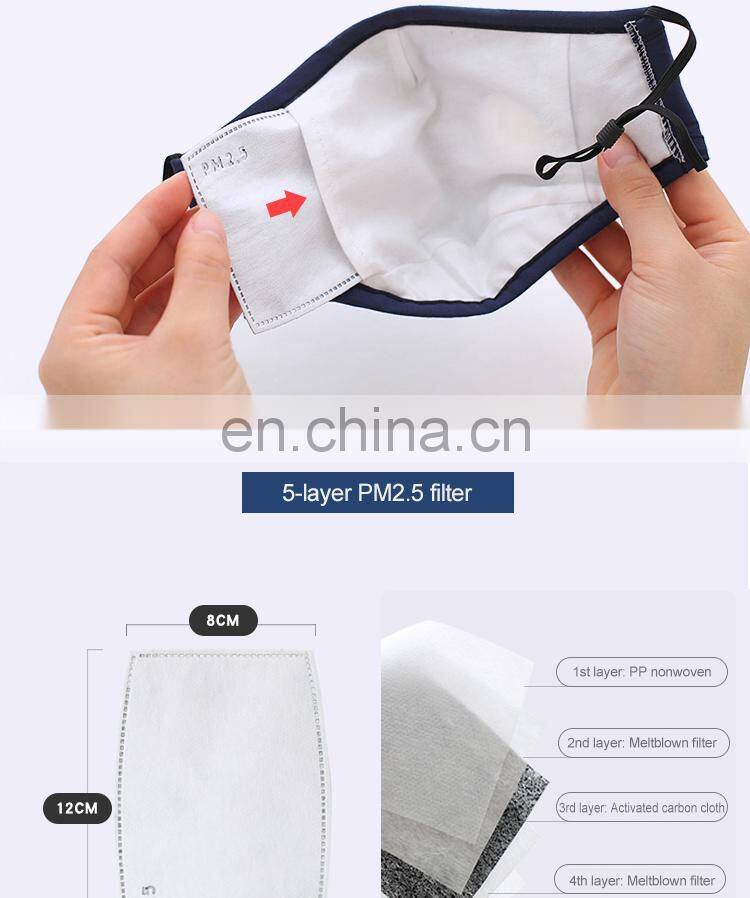 EU Standard Light Blue Custom Cotton Mask Carbon Filter