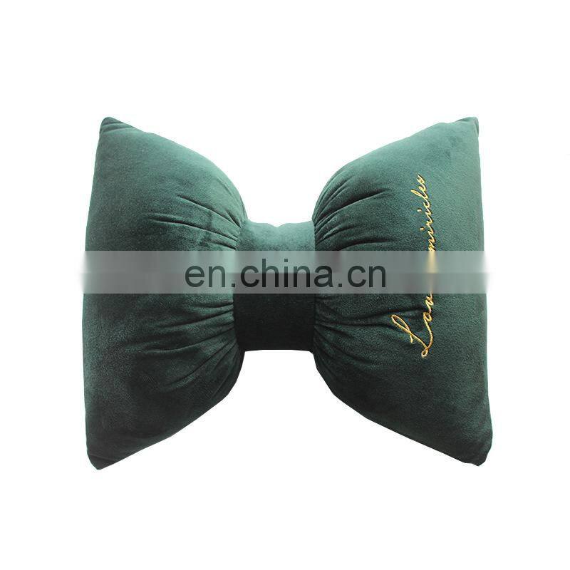 i@home Car headrest nordic embroidery jewelry super soft velvet bow pillow cushion
