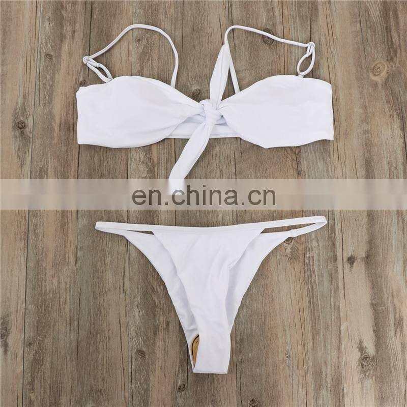 4 Color Black Blue Yellow White Low Waist Push Up Bikinis Sexy Backless Thong Bikinis 2019 New Arrival Women Two Pieces Swimsuit