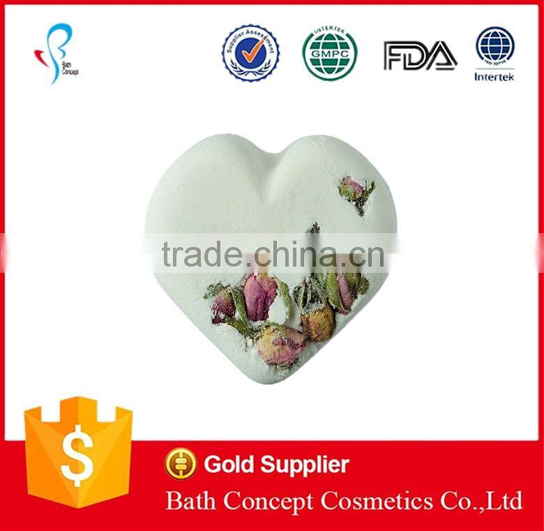 heart shape aroma bath bomb with dried flower