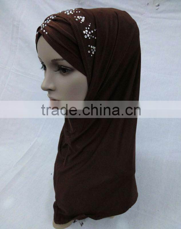 A455 FASHION TWO PIECES HIJAB;MUSLIM TURBAN WITH Czech Rhinstone