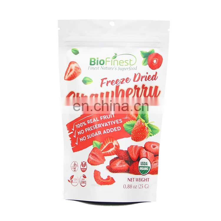 Custom Eco Friendly 30g Dried Fruit Nut Strawberry Potato Chips Packaging Stand Up Zipper Plastic Packing Bags For Food