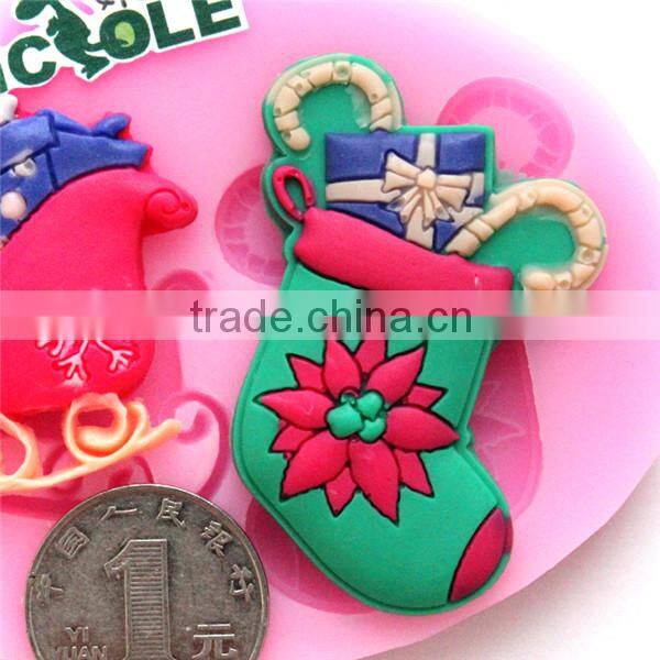 hot sale christmas motive shape silicone fondant cake molds