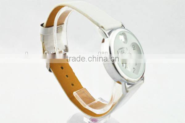 Pure white sweet double heart design assorted colors strap quart watch for teenagers