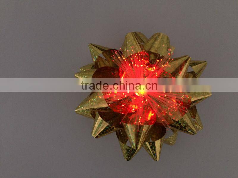 Iridescent PET Printing 3-1/2 inch- Star LED Bow/PP Ribbon Star Bow as Light Up Bow Headband decoration