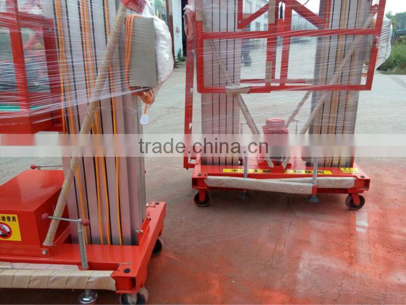 Aluminum hydraulic lift platform / hydraulic double mast aluminum alloy lift