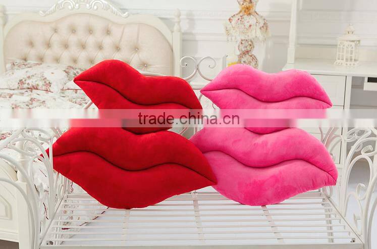 newest pink and red sex interesting lip shaped pillow