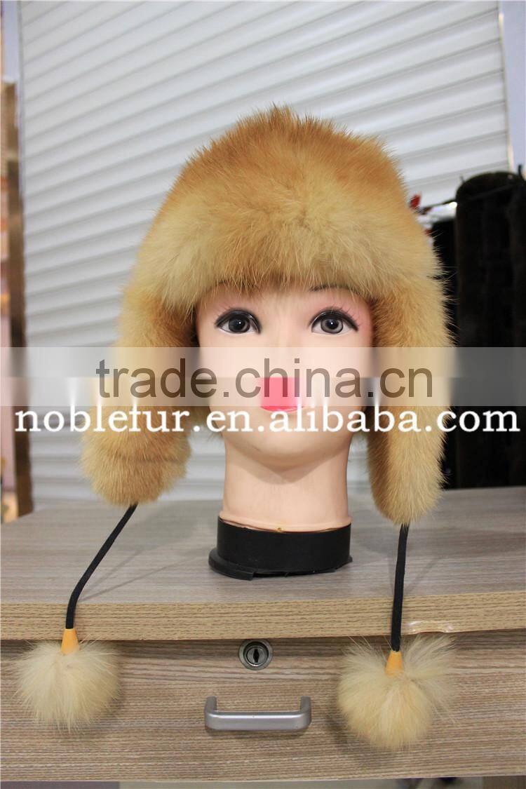 Natural Color genuine bomber fur hat real dog fur hat with ear flaps Keep warm