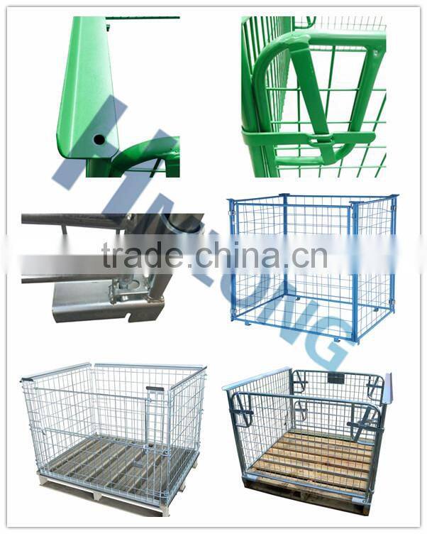 Foldable storage wire mesh metal cage pallets