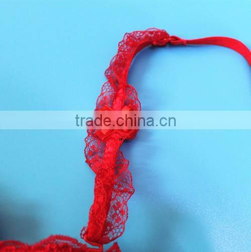 Hot sexy Triangle bright red flower lace bra with wedding hall