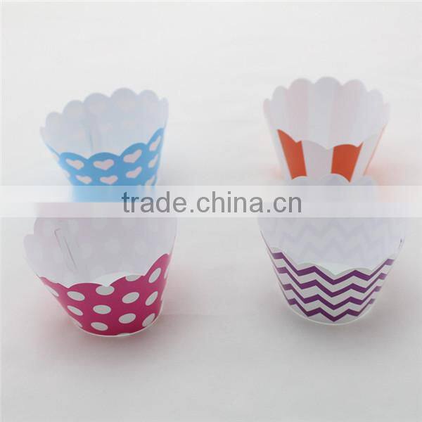 Eco friendly Party Supplies Blue Wedding Cake Decoration Chevron Dot Stripe Star Heart Cupcake Wrappers