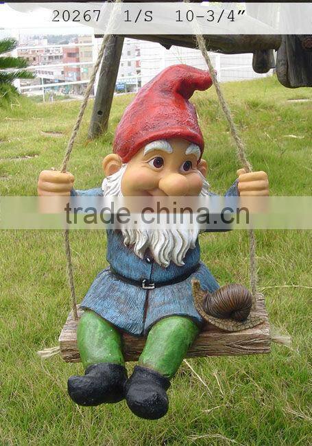 polyresin gnome swing garden decoration